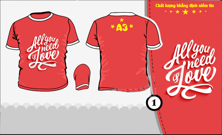 Mẫu áo đồng phục hot All you need is love lớp 9A3 THCS Hồng Bàng Hưng Yên u2431